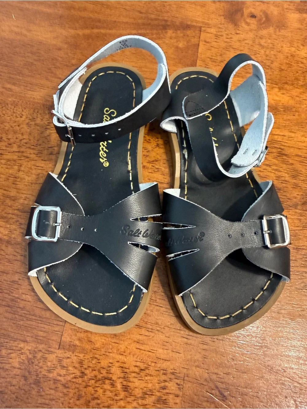 Salt Water Sandals The Original Black Leather Kids Size 13 Youth Strappy